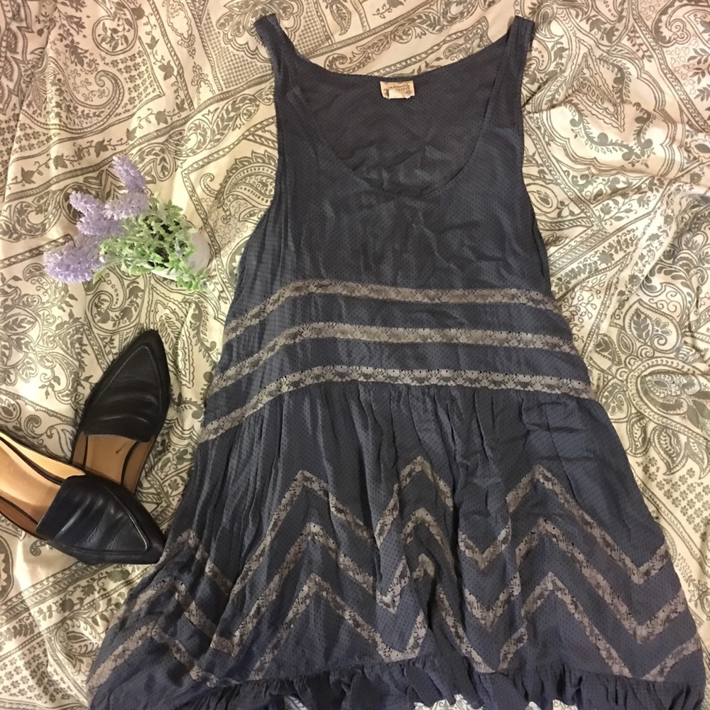 Blue Free People Tunic Mini Dress